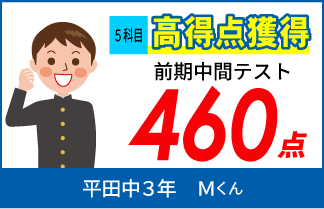 螢雪ゼミナール塾生の定期テスト成績アップ