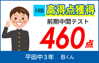 螢雪ゼミナール塾生の定期テスト成績アップ