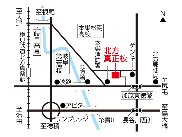 北方真正校の地図