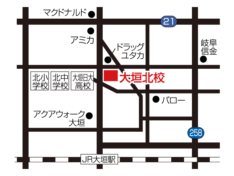 大垣北校の地図