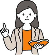本を持ち指差しで説明する講師のイラスト