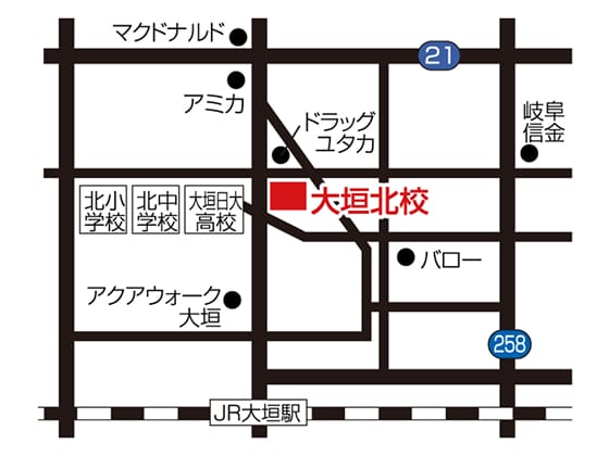 大垣北校の周辺地図