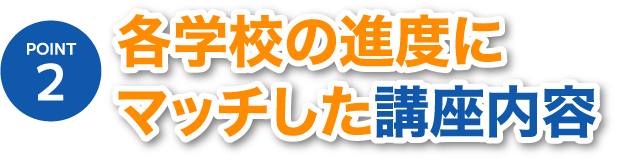 POINT2各学校の進度にマッチした講座内容